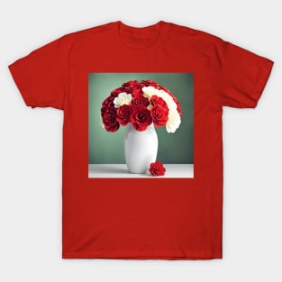 Cute Abstract Rose Flowers in a White Vase Still Life Painting T-Shirt